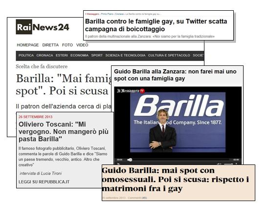 BARILLA E I GAY, TANTO RUMORE PER NULLA, PROPRIO COME PIACE A NOI ITAL...